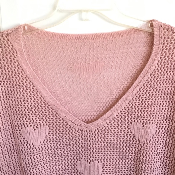 BLOOMCHIC Open Knit Sweater Tunic Side Ruching Pink Women’s Plus Size 22-24 3X - Picture 2 of 16